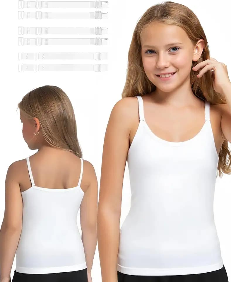 iMuchic Seamless Camisole Tank Tops Camis for Girls with Clear Straps