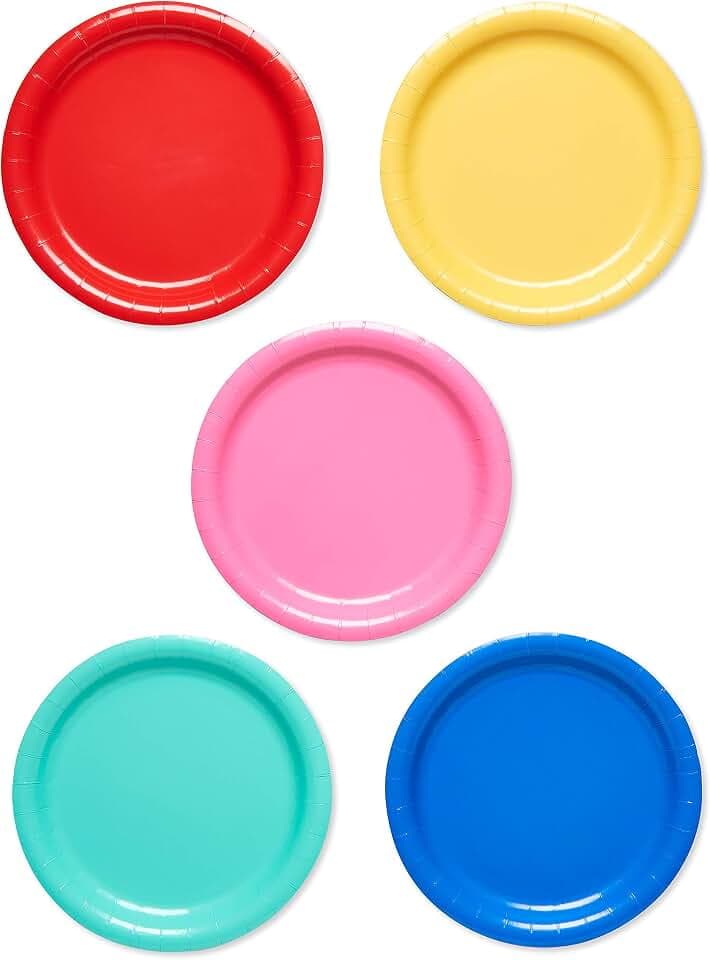 American Greetings 50-Count 9 in. x 9 in. Rainbow Paper Dinner Plates