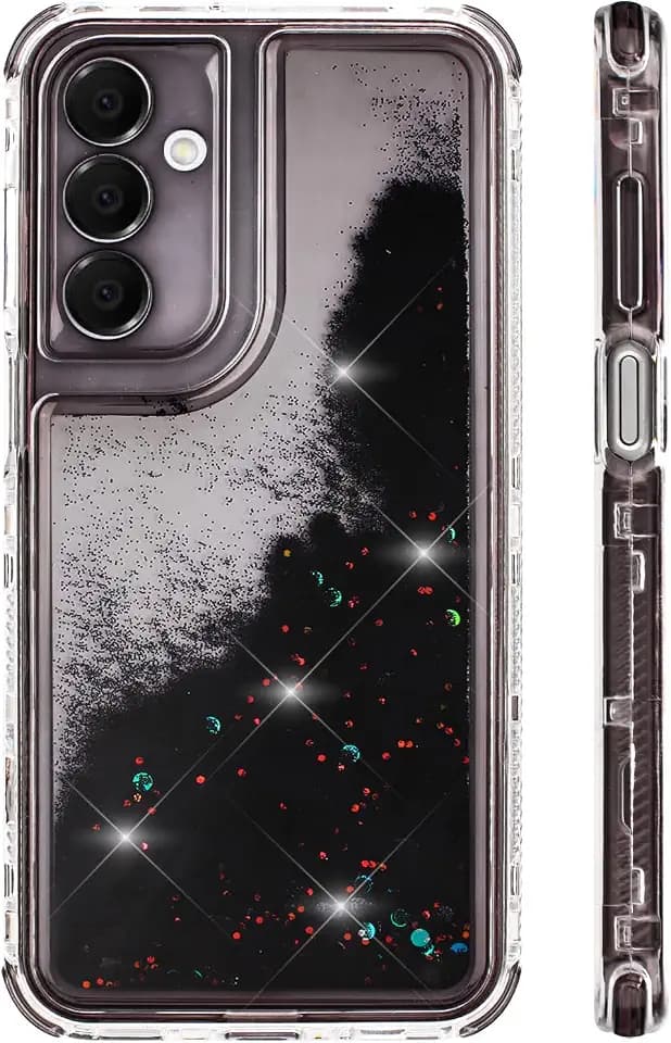 Designed for Galaxy A16 5G Phone Case with Liquid Glitter, 3-in-1 Military-Grade Protection & Sparkling Quicksand Design, Clear Anti-Yellowing Bling Samsung A16 5G Phone Case for Women 6.5”