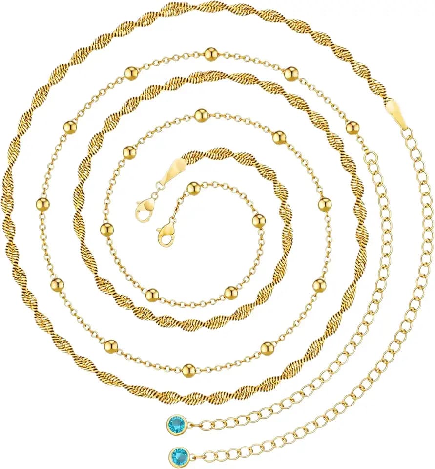2 Pcs Gold Plated Belly Chains Layered Body Jewelry for Women Summer Beach