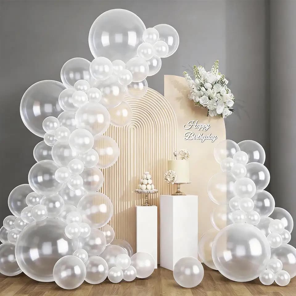 RUBFAC Clear Balloons Different Sizes 135pcs for Birthday Arch