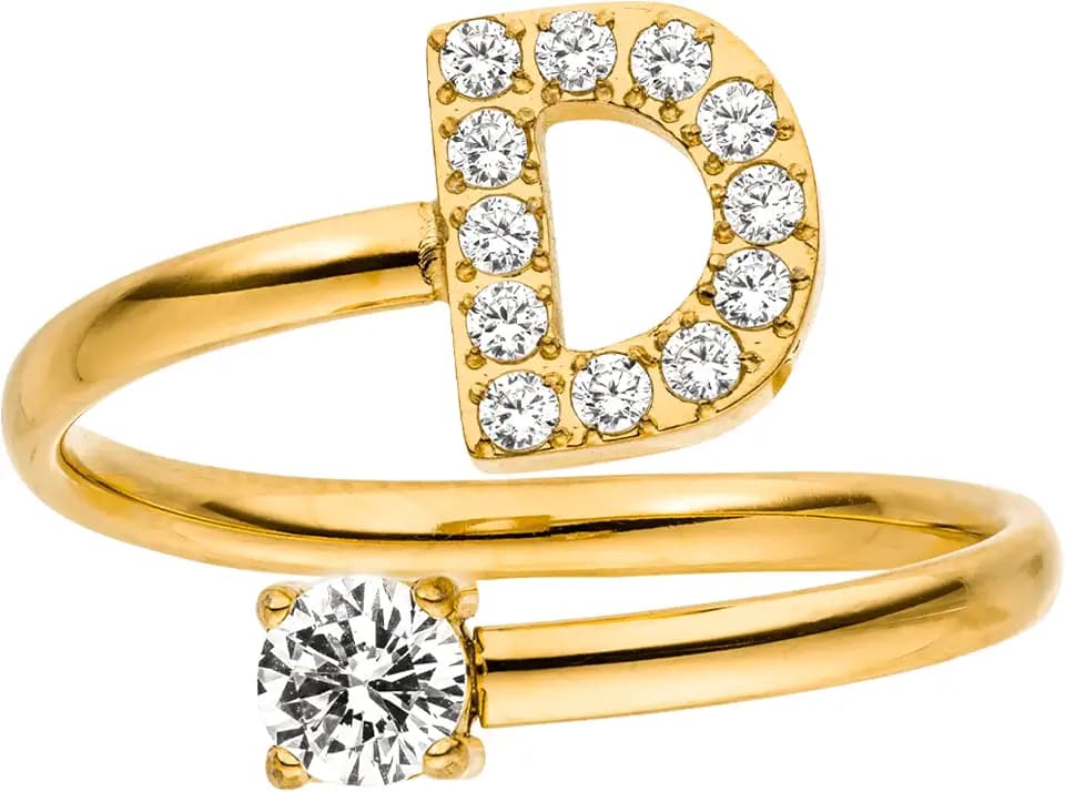 Purelei Buchstaben Ring – Damenring aus langlebigem Edelstahl – Wasserfeste Ringe – Verstellbare Ringe von Größe 50 bis 60 – Modeschmuck für deinen individuellen Look