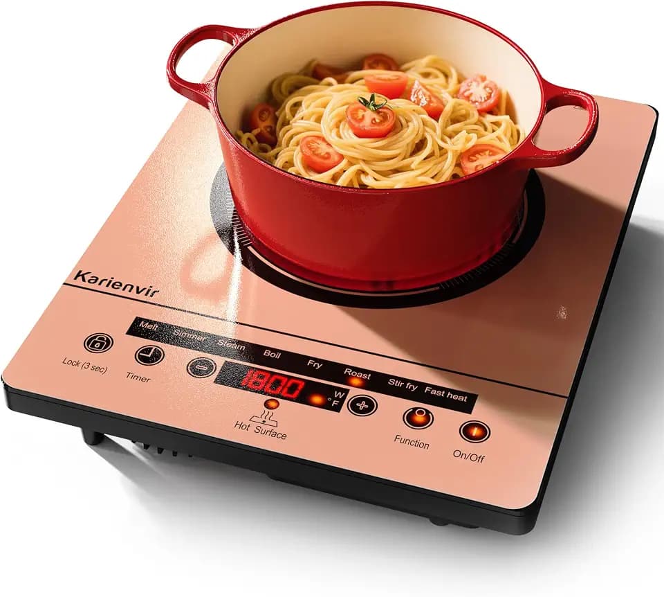 Single Burner Electric Cooktop, Portable Electric Stove 110v with plug, Touch Control, Safety Lock, Timer, Kitchen Cooking Cooktop With 9 Power Levels, 1800W, Orange
