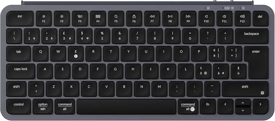 Keychron Kabellose Tastatur B1 Pro Ultra Slim 75% Italienisches ISO QWERTY Layout, konfigurierbar ZMK, PBT-TASE, 3 Modi 2,4 GHz/Bluetooth/kabelgebunden, kompatibel mit Windows/Mac, Space Grey