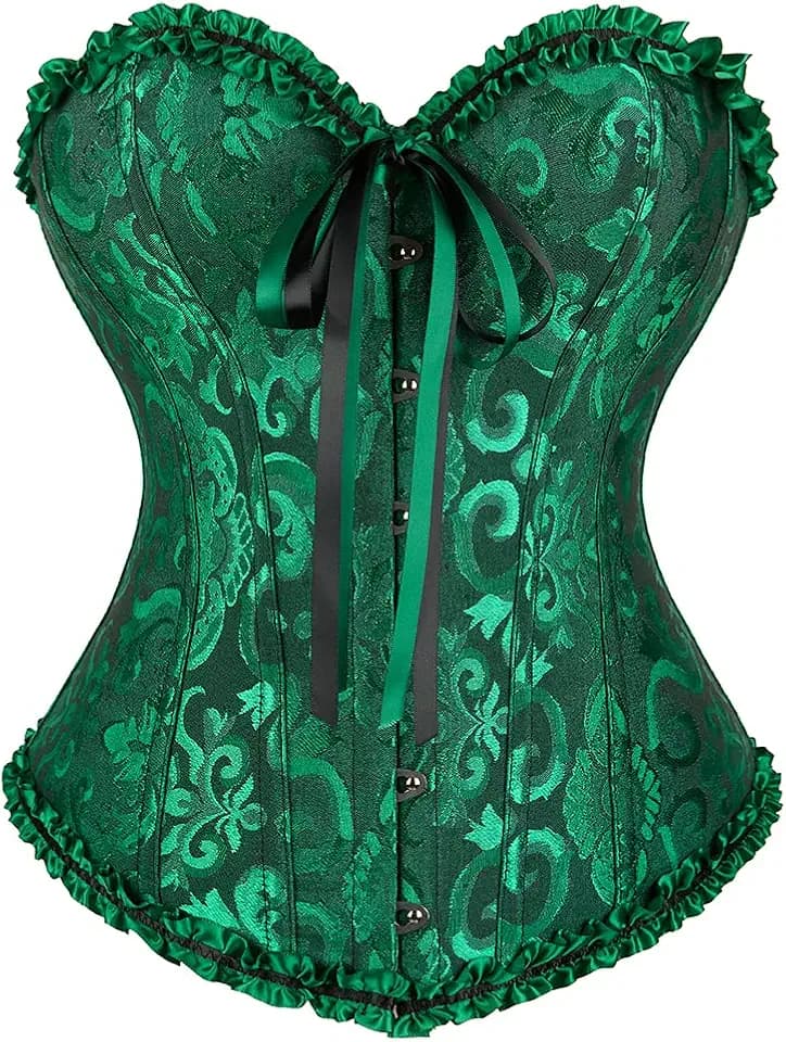 Bslingerie® Damen Rüschen Rand Brokat Corsage Korsett Korsage