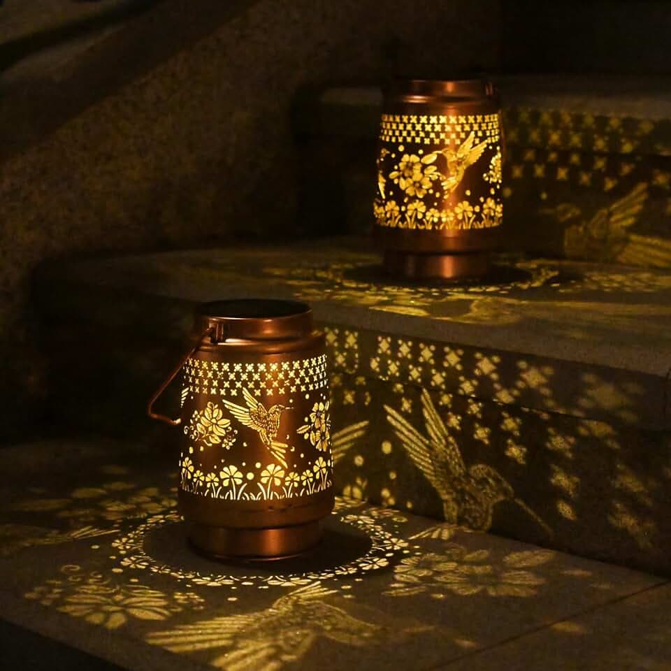 Hummingbird Solar Lanterns Outdoor Waterproof, Garden Decor 2 Pack