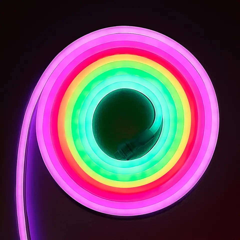 LED Strip 5m mit Fernbedienung, Neon Flex Tube mit Lauflichtmodus, UV-Schutz, wasserdicht, flexibler Silikon-Lichtstreifen für Wohnzimmer, Wand, Party, Aussendekoration