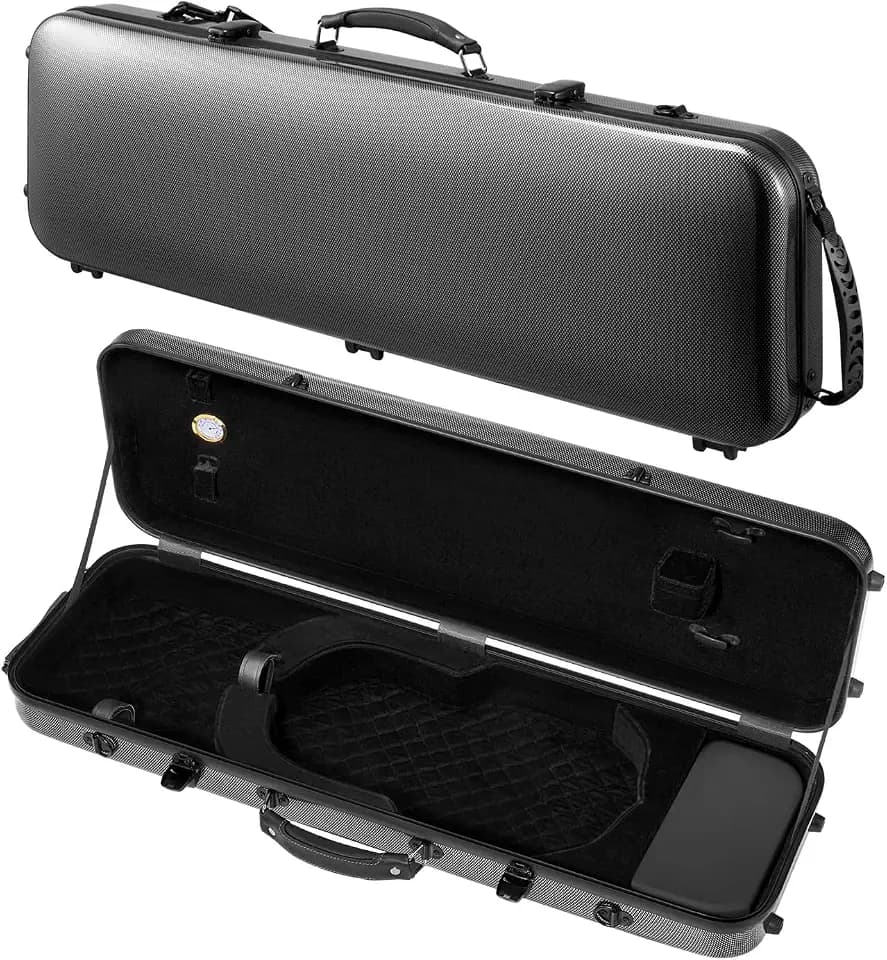 VEVOR 4/4 Full Size Violin Case, Built-in Hygrometer, Lightweight Portable Travel Carrying Bag, with Plush Lining, Shoulder Straps, Anti-Scratch, Professional Oblong Shape, for Violin, Black