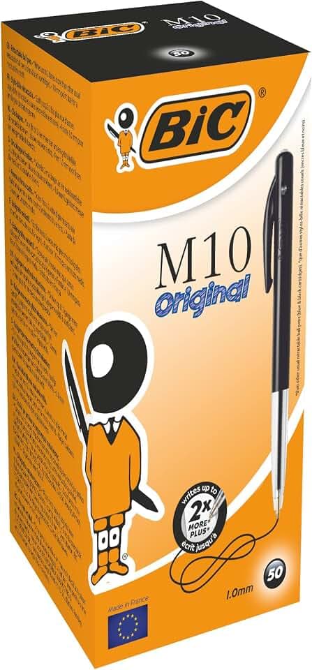 BIC Druckkugelschreiber M10 (1 mm) Schachtel à 50 Stück, schwarz