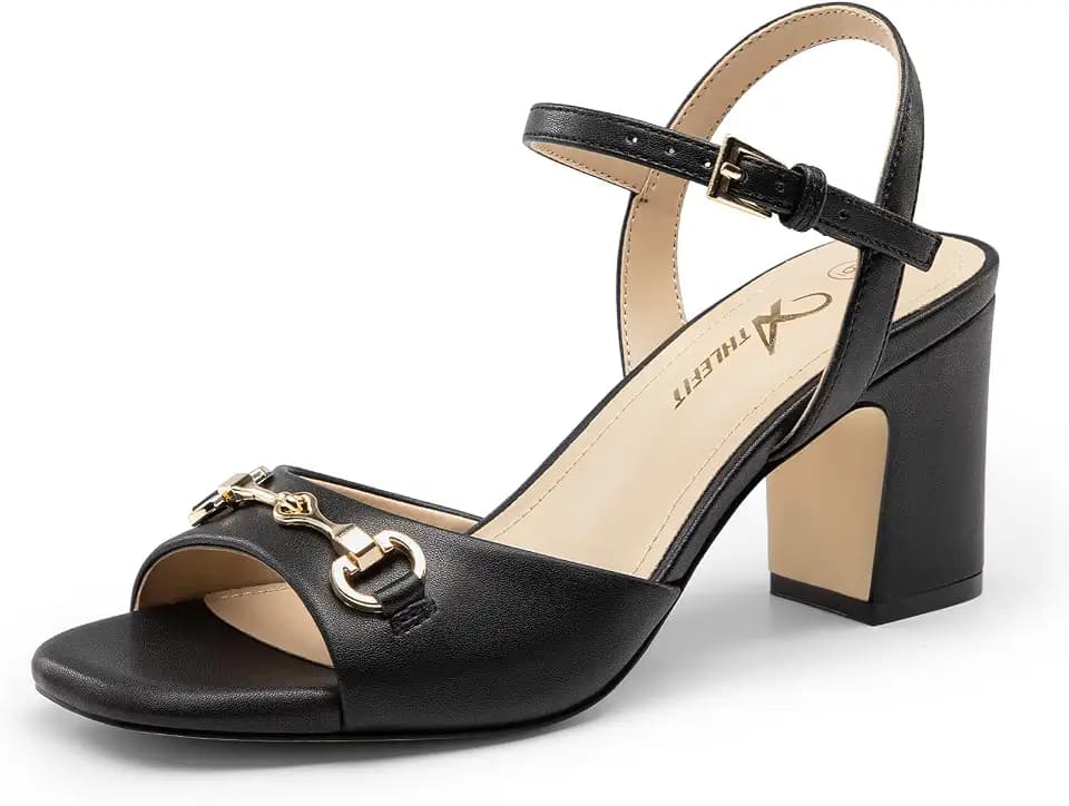 Athlefit Chunky Block Heels for Women Open Toe Ankle Strap Heeled Sandals