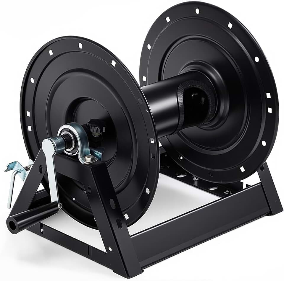 Lounsweer 3/8" x 300' Pressure Washer Hose Reel, 5000 PSI Steel, Black