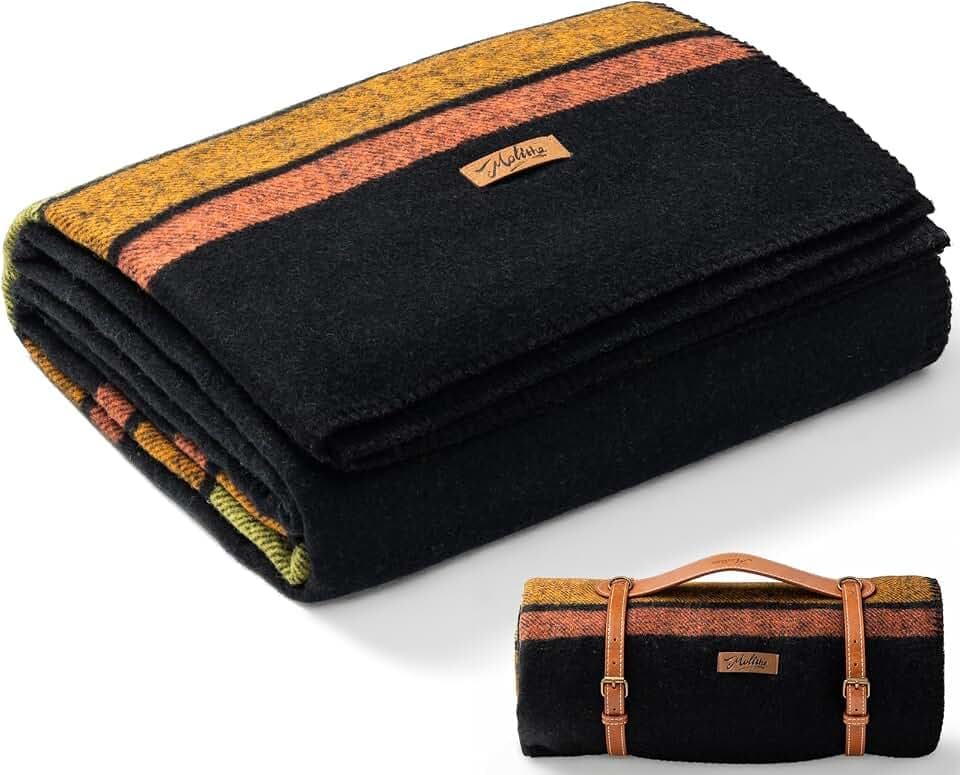 Molithe 100% Wool Blanket, 62" x 86", Warm, Thick, Military, Camping Gear
