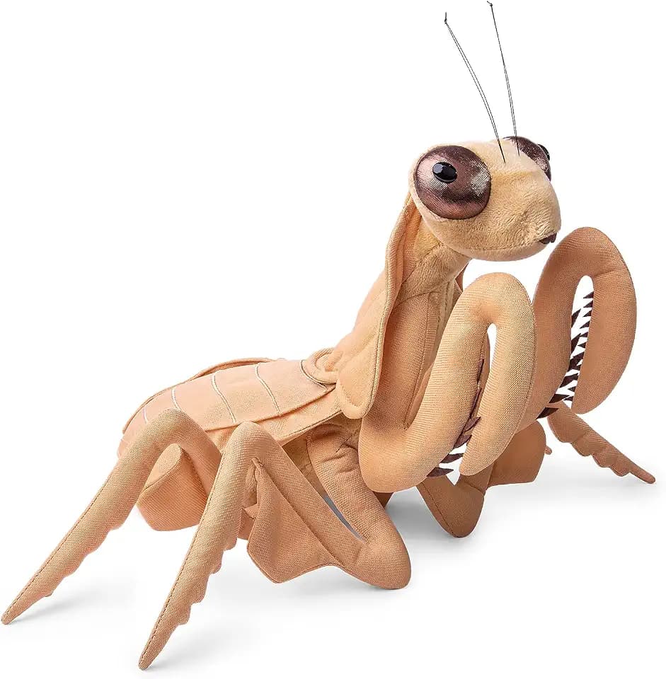 Brown Mantis Plush Toy - Realistic 12" Brown Praying Mantis Stuffed Animals, Lifelike Soft Big Wings Insect Weigted Toys, Simulation Mantis Plushie Model Toy, Unique Plush Gift Collection for Kids