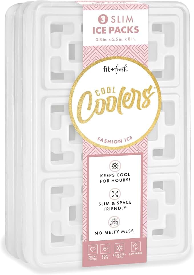 Cool Coolers by Fit & Fresh Fashion XL Reusable Ice Packs for Coolers, 3pk