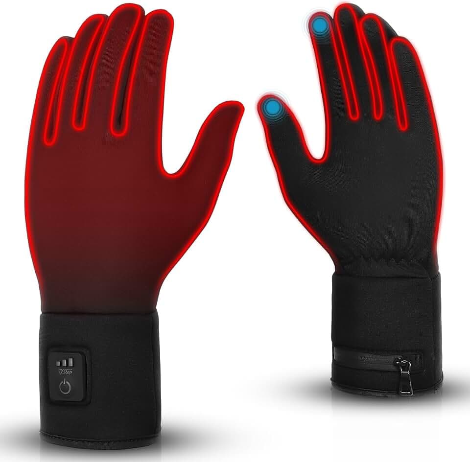V.Step Beheizbare Handschuhe für Damen und Herren, wiederaufladbare elektrische Vollheizhandschuhe mit Touchscreen, ideal zum Skifahren, Radfahren und für Outdoor-Arbeiten, 3 Temperaturstufen
