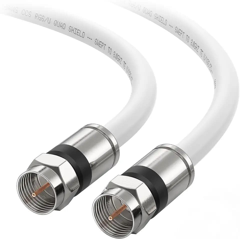 Cable Matters RG6 Coaxial Cable, CL2, Quad Shield, 25ft, White