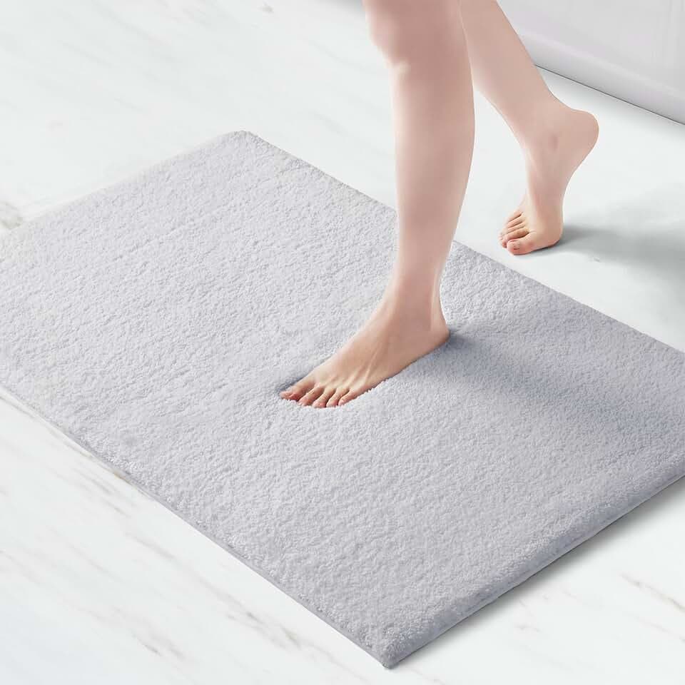 Madison Park Marshmallow Super Soft & Absorbent Bath Rug, 24 x 40, Silver