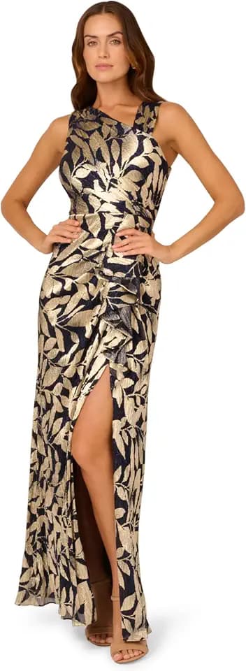 Adrianna Papell Women's Foil Asymmetric Gown