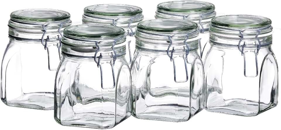 MÄSER 925339 Gothika, Einmachgläser 750 ml, 6er Set, made in Germany, Vorratsgläser mit Deckel und Drahtbügel zum luftdichten Aufbewahren, Einkochen und Einlegen, Glas, transparent