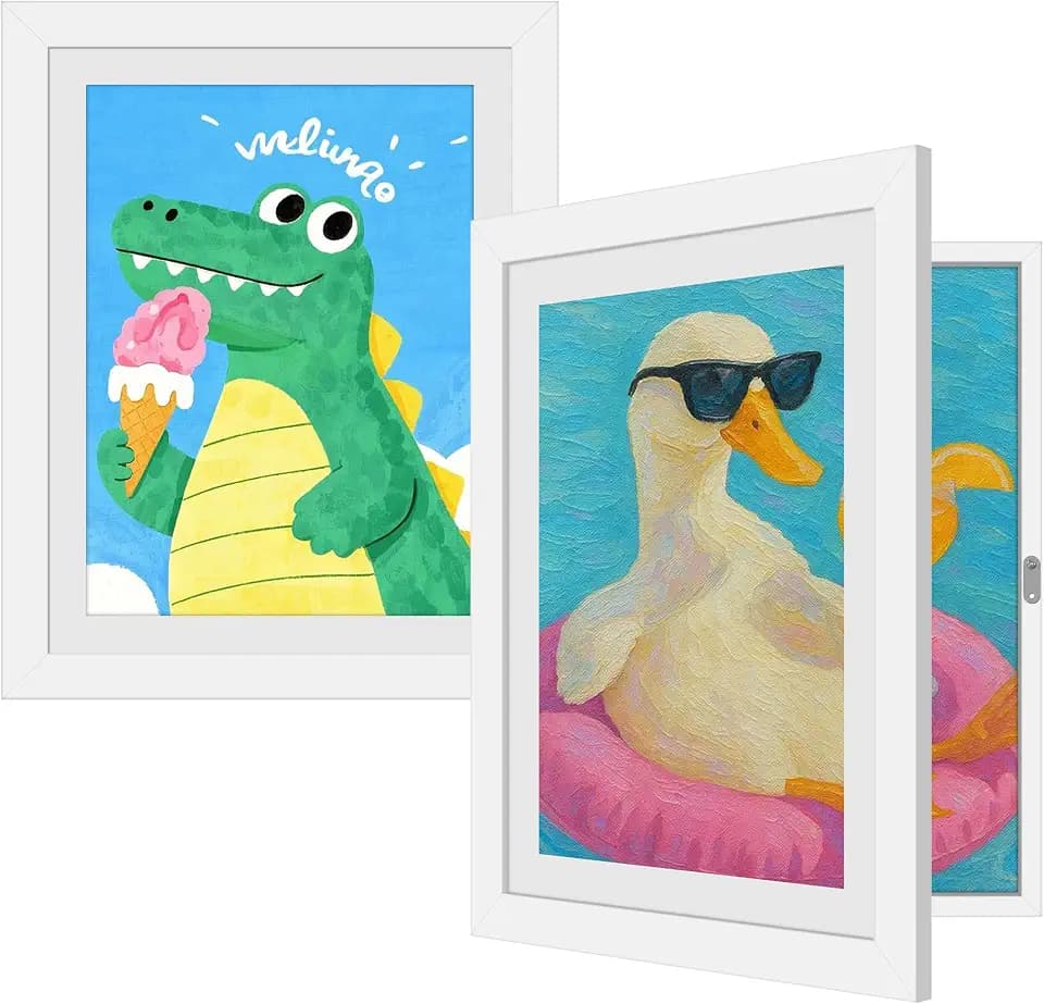 2 Pack Kids Artwork Frames Changeable 8.5 x 11 Inch Children Art Projects Children Art Frames Front Opening Picture Display Frame Holds 150 Drawings for Craft Storage, Room Decor, Portfolio, White