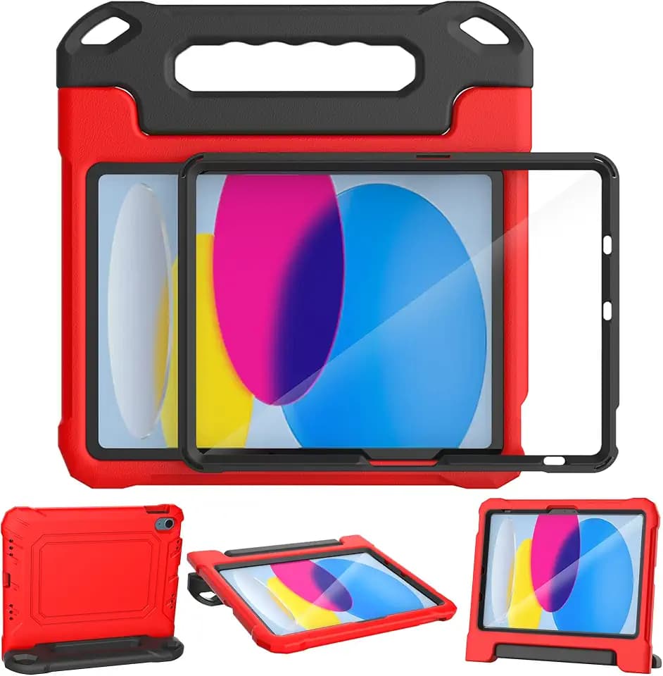 YIHE Kids Case for iPad A16 11th Gen 11" 2025 & 10th Gen 10.9", RedBlack