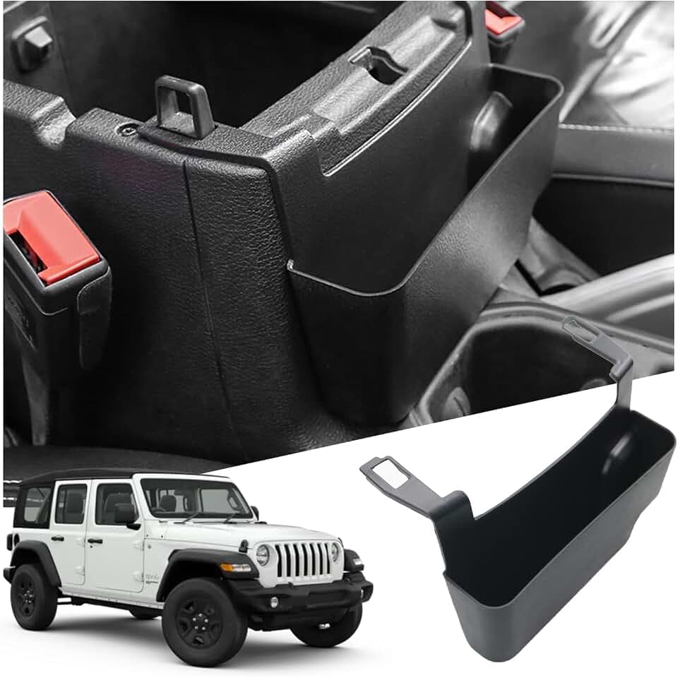 Ruiya für Jeep Wrangler JL 4XE | Gladiator JT 2018-2026 Mittelkonsole Aufbewahrungsbox, Wrangler Armlehne Organizer Tray Mittelarmlehne Handschuhfach Mittelkonsole Organizer Wrangler Zubehör