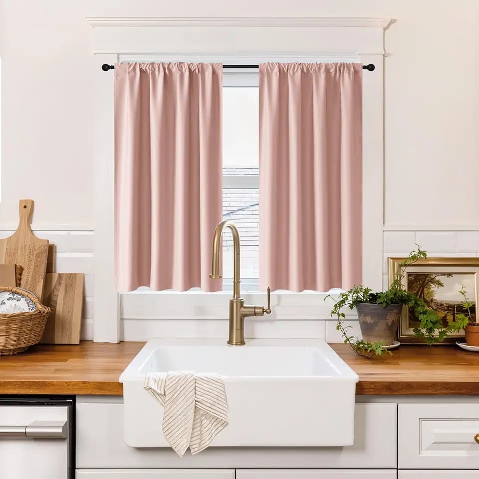 RYB HOME 100% Blackout Short Curtains for Small Window, Thermal Insulated