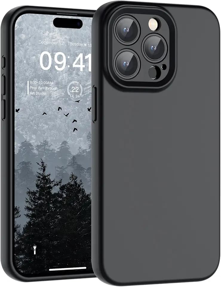 SUPFINE Designed for iPhone 14 Pro Case,Premium Liquid Silicone with [Soft Anti-Scratch Microfiber Lining][Upgraded Camera Protection] Slim Shockproof Protective Phone Case for Men Women Girls,Black