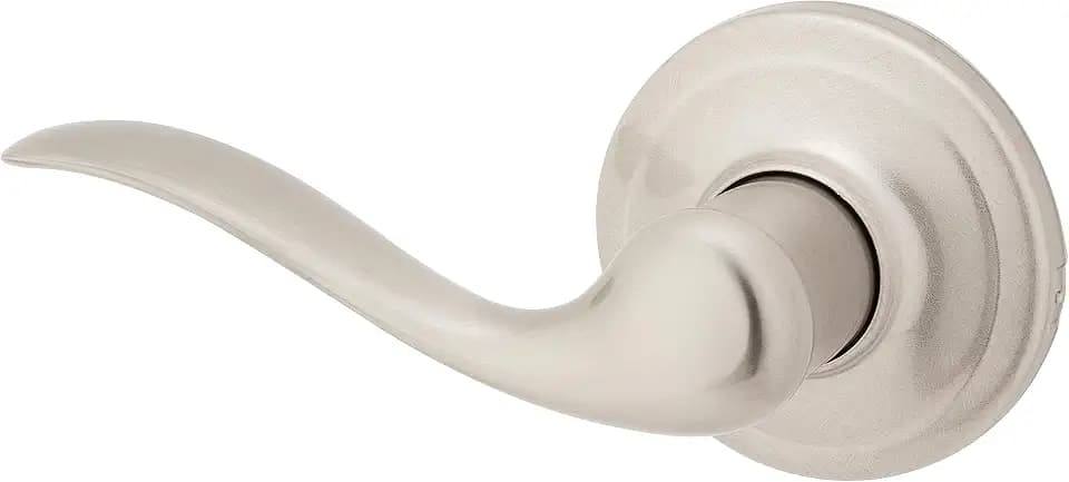 Kwikset Tustin Dummy Door Handle, Single Sided Lever for Closets, French Double Doors, and Pantry, Satin Nickel Non-Turning Left Handed Interior Push/Pull Lever, with Microban Protection