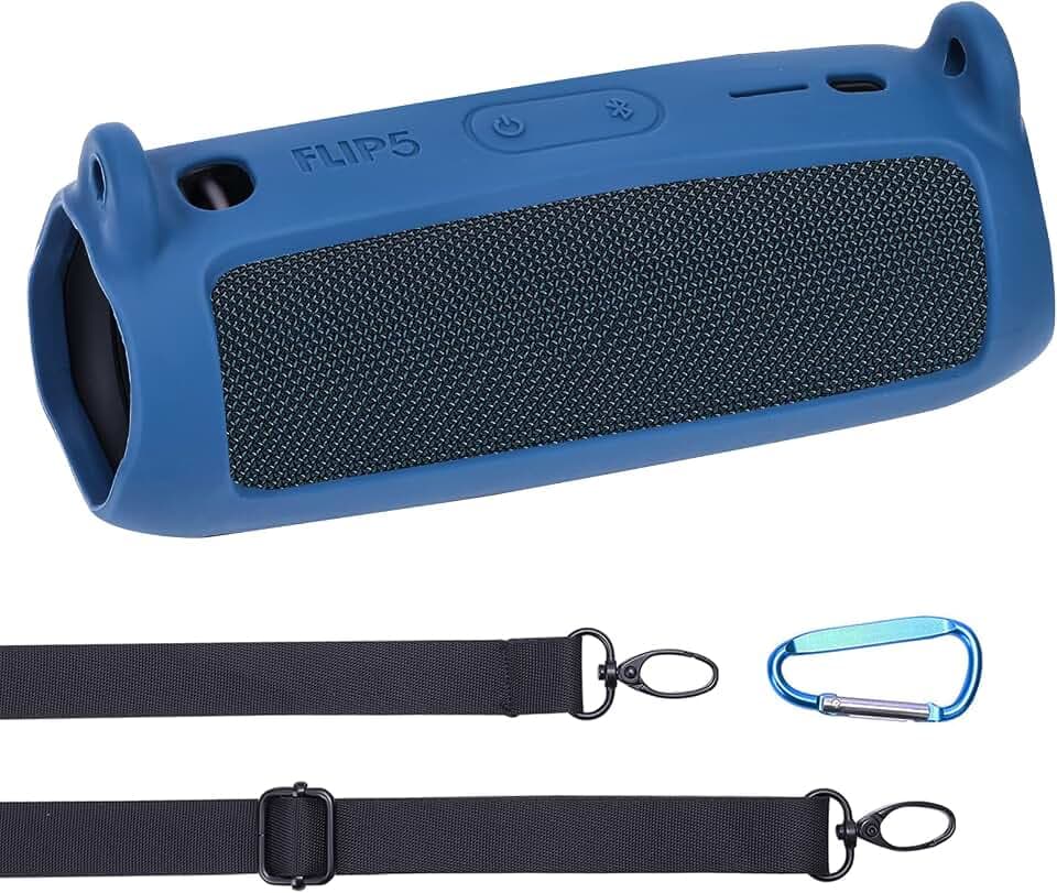 co2CREA Silicone Case for JBL FLIP 5 Waterproof Bluetooth Speaker, Blue