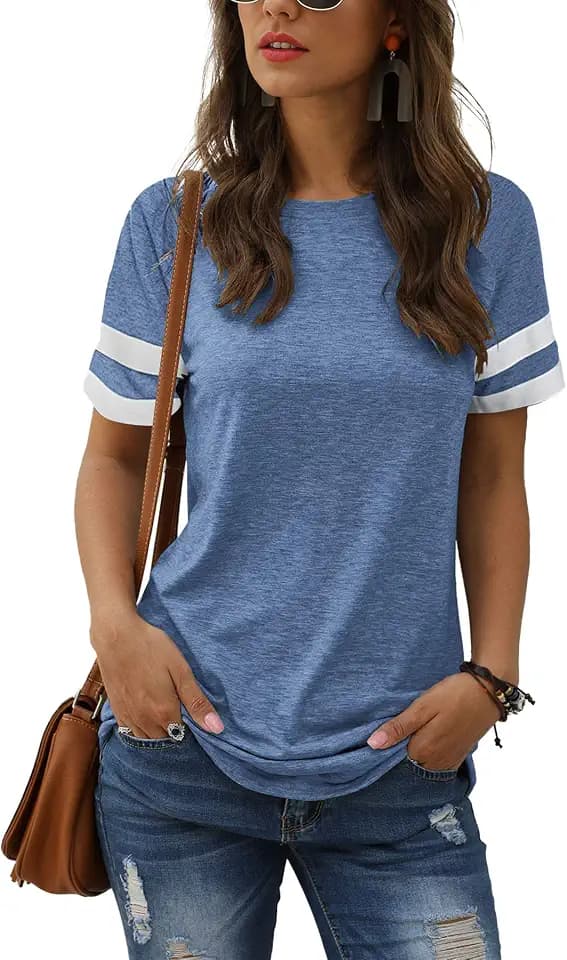 Adibosy Summer Casual Women T-Shirts: Short Sleeve Tunic Tops Tee Blouses