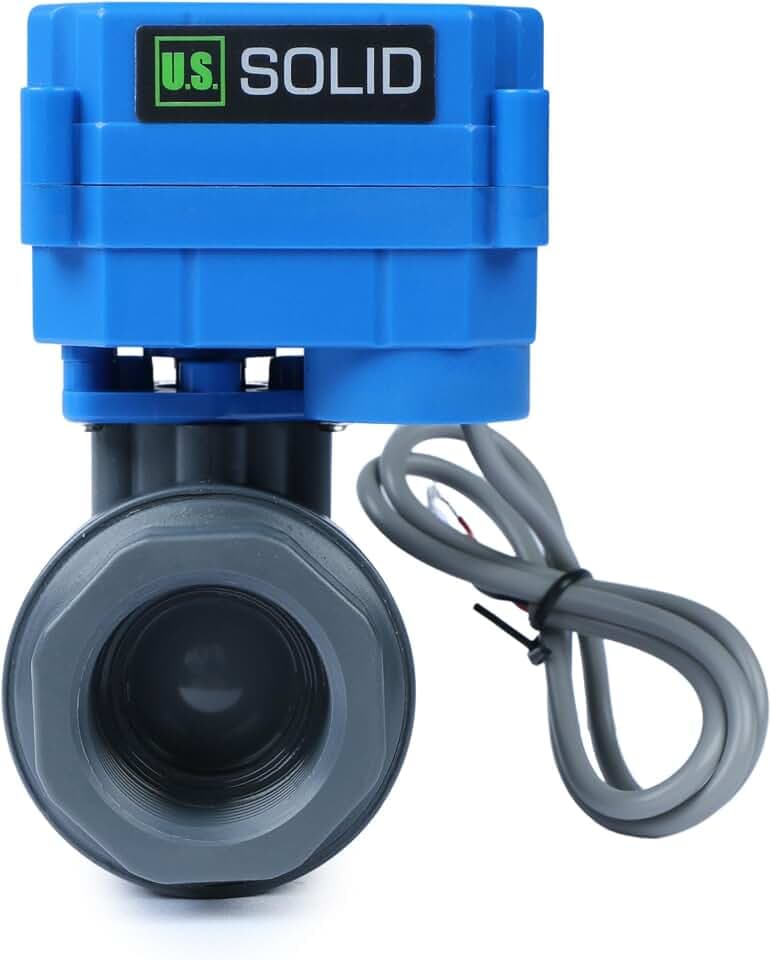 U.S. Solid 1 inch UPVC Motorized Ball Valve - Plastic Electrical Ball Valve with Full Port, 2 Wire Auto Return, 9-36V AC/DC, Normally Closed
