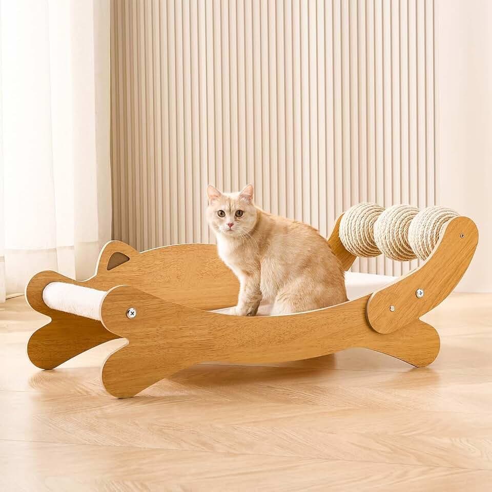 Cat Scratch Pad with Replacement Scratching Felt, Large Cat Scratcher Bed Hammock Lounge for Scratching Pad, Protects Furniture, Kittens Gifts