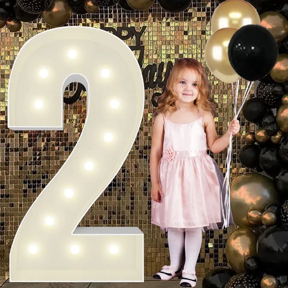 4FT Marquee Numbers 2 Light Up Sign for 2027 Graduations Decor