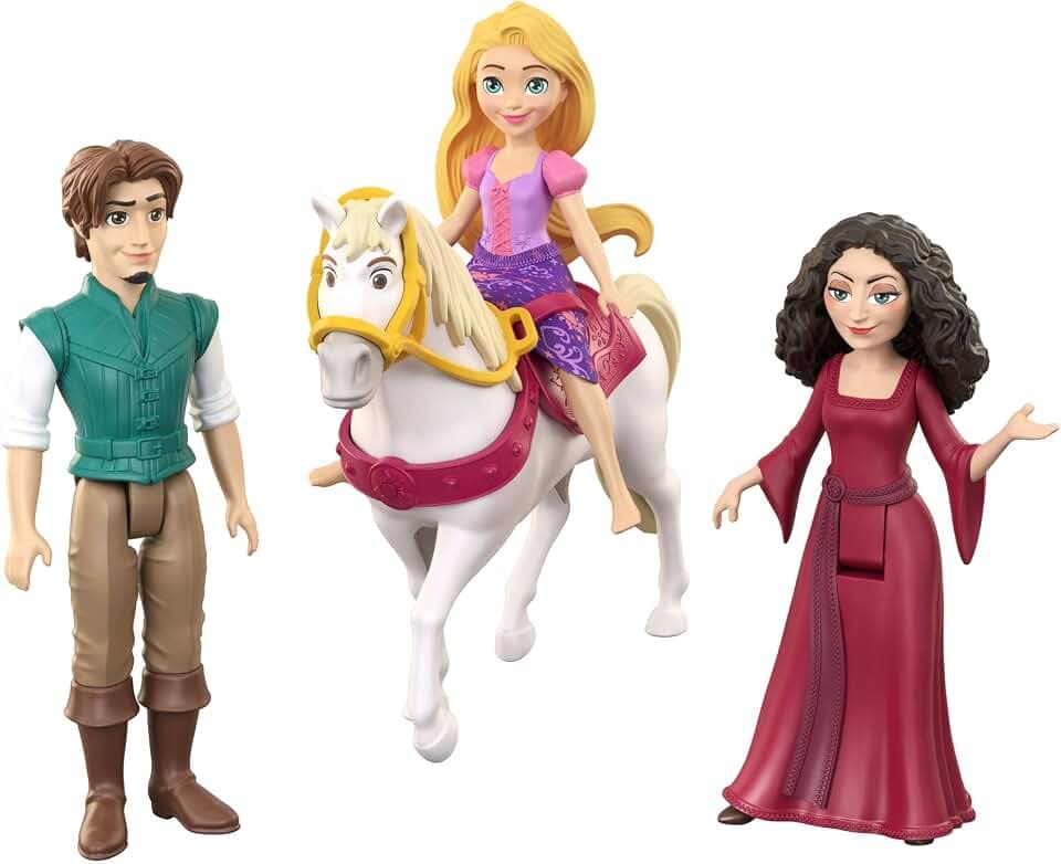 Mattel Disney Prinzessin Rapunzel 4er-Set kleine Puppen, inspiriert vom Film