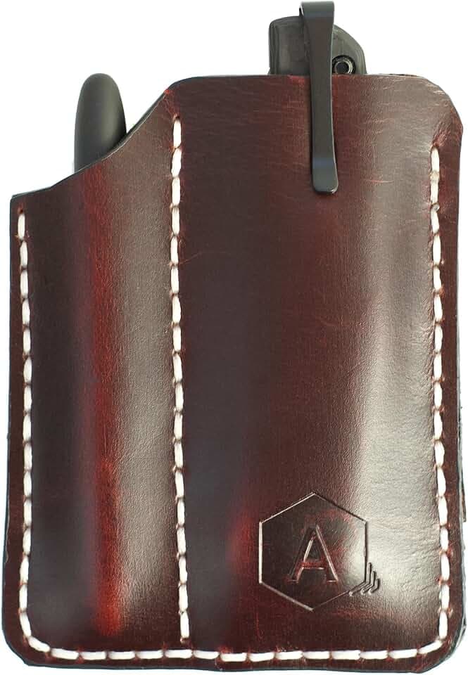 EDC Pocket Wallet (Premium Leather) - Handmade EDC Pocket Organizer Pouch with Folding Knife Slip, Tactical Pen Holder, Cash Pocket and Credit Card Holder (Extra Dark Brown)