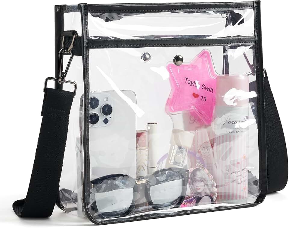 Bluome Clear Bag for Stadium Events 12x12x6, Clear Purses Stadium Bag Crossbody Purses for Concerts Football Games Travel