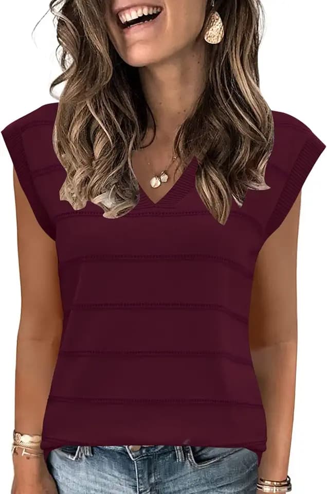AKEWEI Sweater Vest Women Sleeveless Knitted V Neck Cap Sleeve Pullover Tank Tops 2025 Summer Fall Fashion Causal Trendy