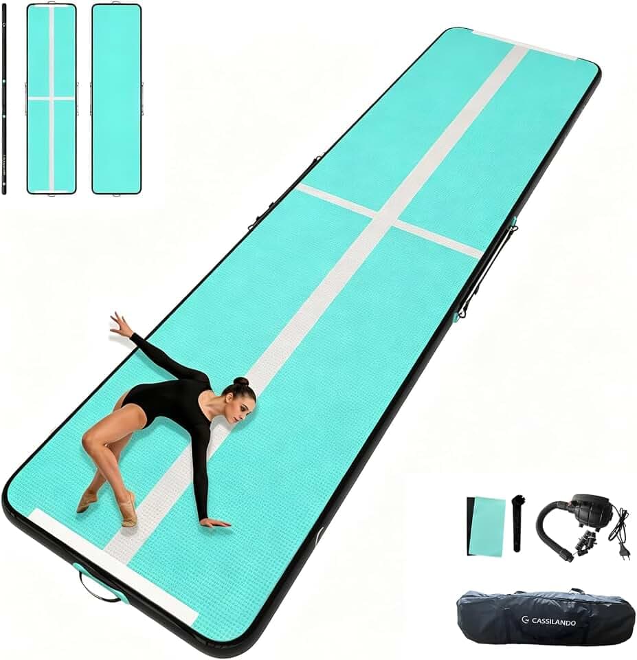 Airtrack Matte, Turnmatte Aufblasbar, 3/4/5m Tumbling Matte, 10cm Hoch Gymnastikmatte, Luftpumpe | Yogamatte, Tumbling Matten, Trainingsmatte, Turn- & Fitness