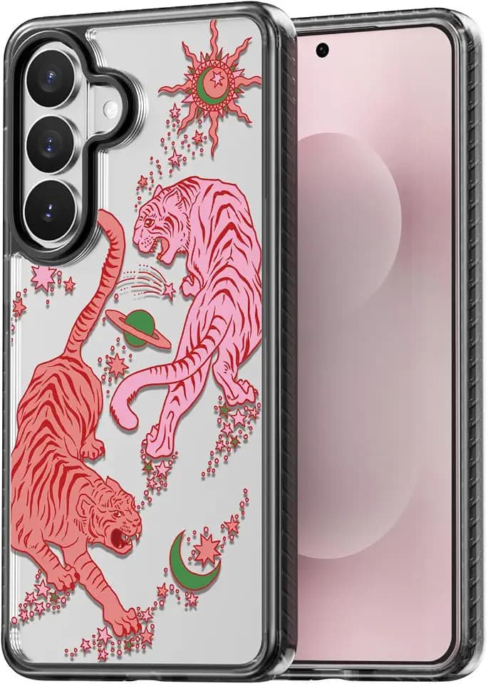 Rosarnnah for Samsung Galaxy S26 Case Aesthetic Black, Tiger