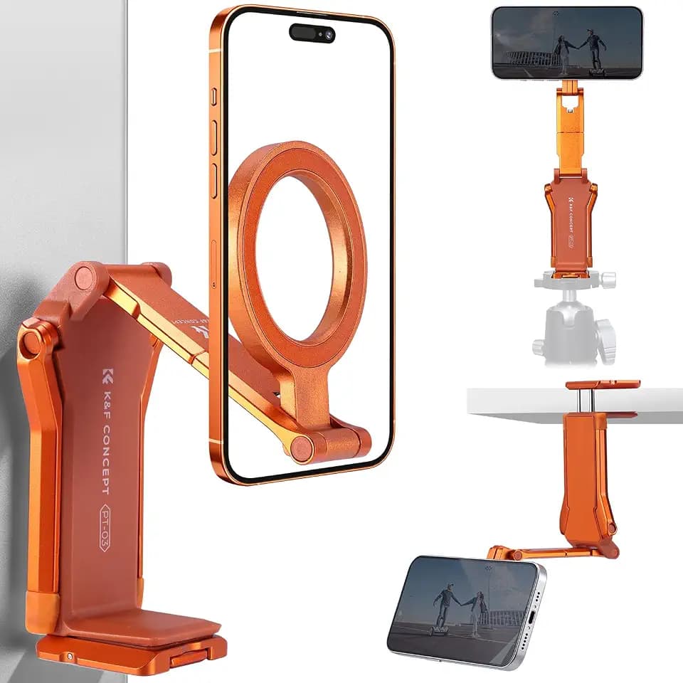 K&F CONCEPT Magnet Handystativ 4-in-1, Rückseite mit 20N-Magnet, Orange