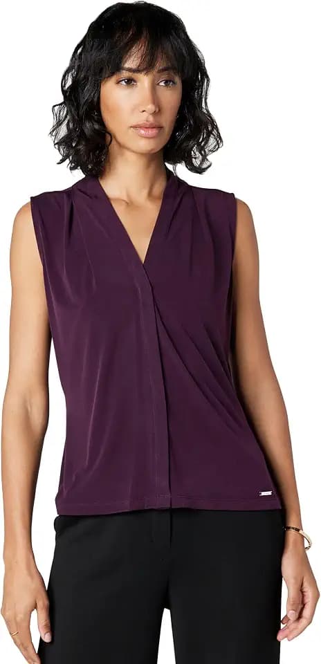 Calvin Klein Women's Soft Everyday V Neck Basic Blouse