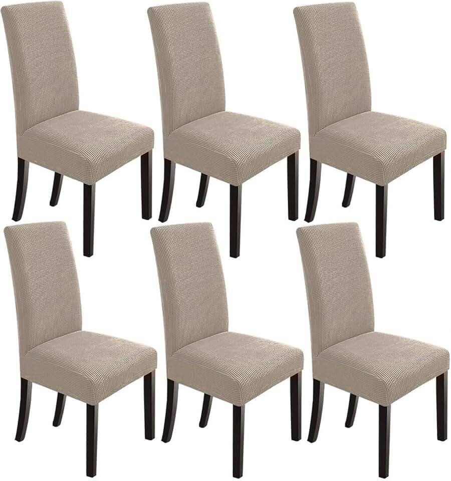 NORTHERN BROTHERS Stuhlhussen für Esszimmer, 6er-Pack, Stuhlhussen, 6er-Set, Küchenstuhlhussen, Esstisch-Stuhlhussen, 6er-Set, für Küche, Esszimmer, Taupe