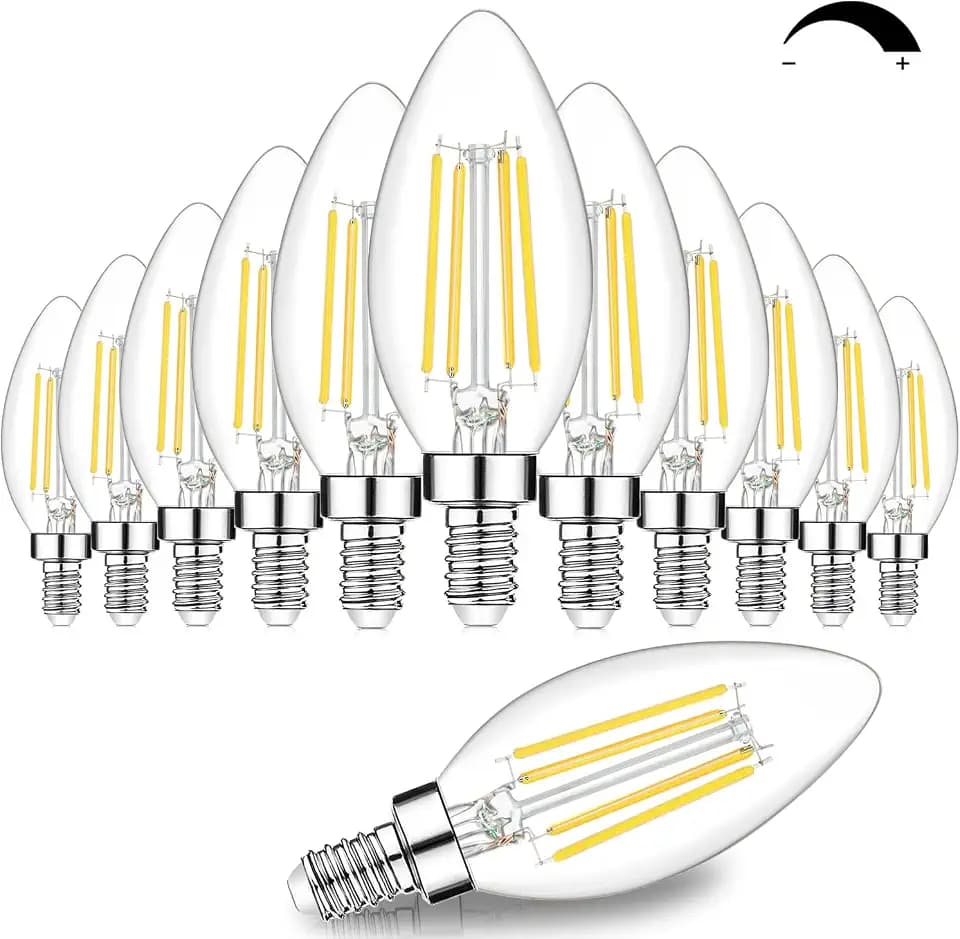 BesLowe 12-Pack Dimmable E12 LED Candelabra Bulbs 60W Equivalent, 4000K