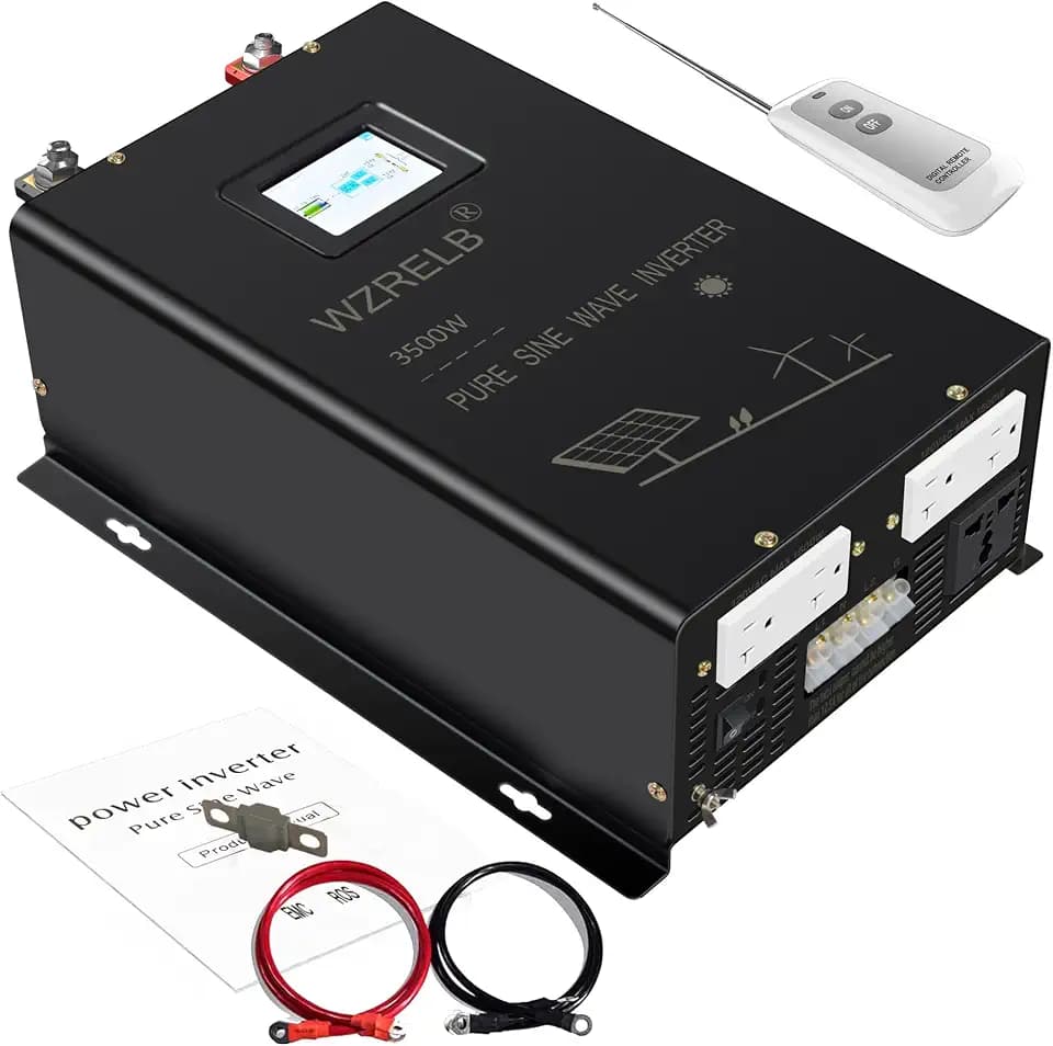 WZRELB 3500W 48V Pure Sine Wave Inverter,48 Volt DC to AC 120V 240V Split Phase Power Inverter,7KW Surge,5 AC Outlets,AC Hardwire Terminal,High Efficiency up to 91.6%,Wireless Remote, Black