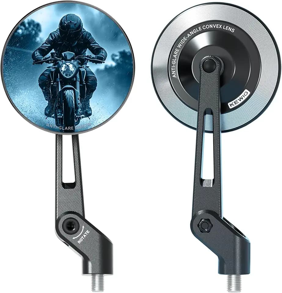VAZESWIN Aluminum Alloy Rainproof Foldable Motorcycle Mirrors & M8 M10 Bolt