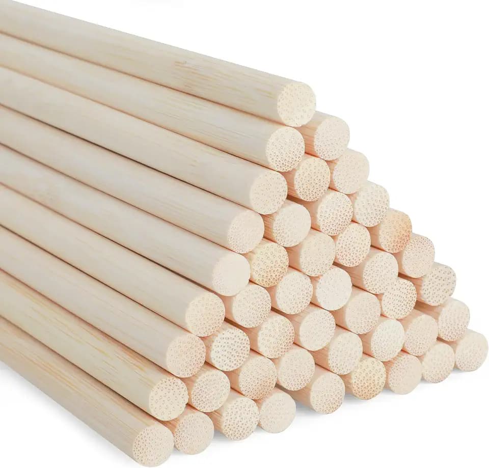 SOSMAR 50 Stück Holzstäbchen zum Basteln, Bambusstäbe rund Ø 8mm x 30cm Lang Rundholz Natur Holzstab Bastelholz für Modellbau DIY Handwerk und Deko