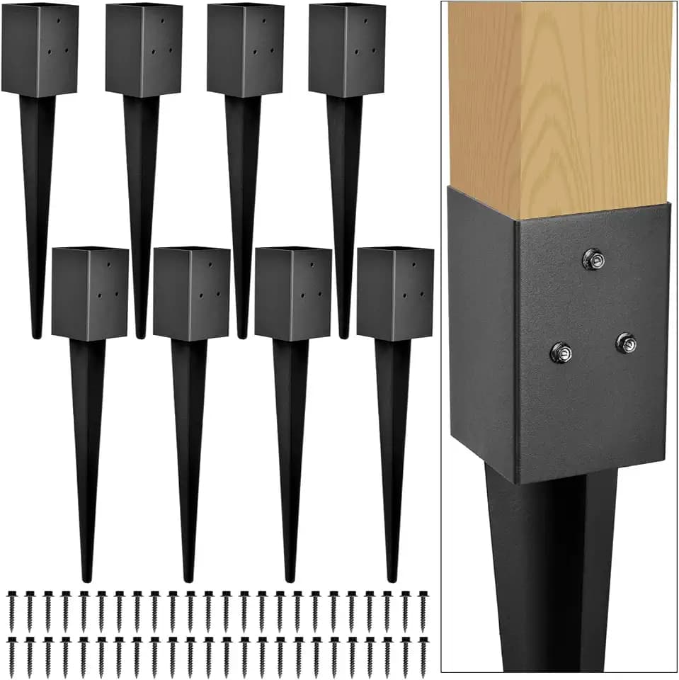 8 Pack 36"x4"x4" Heavy Duty Fence Post Anchor, for Fence, Mailbox