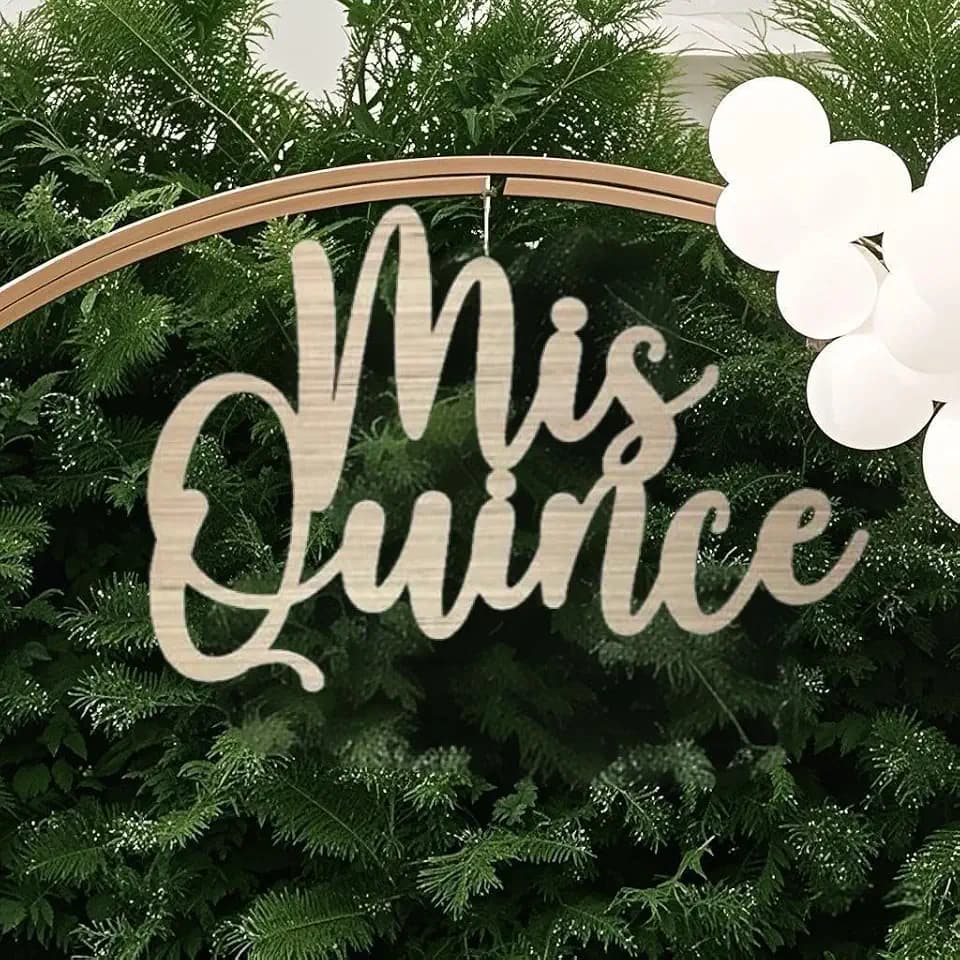 Mis Quince Sign for Backdrop - Wooden Quinceanera Birthday Party Sign for Balloon Arch Happy 15th Birthday Party Decor, Girl Gift Backdrop Wall Photo Prop