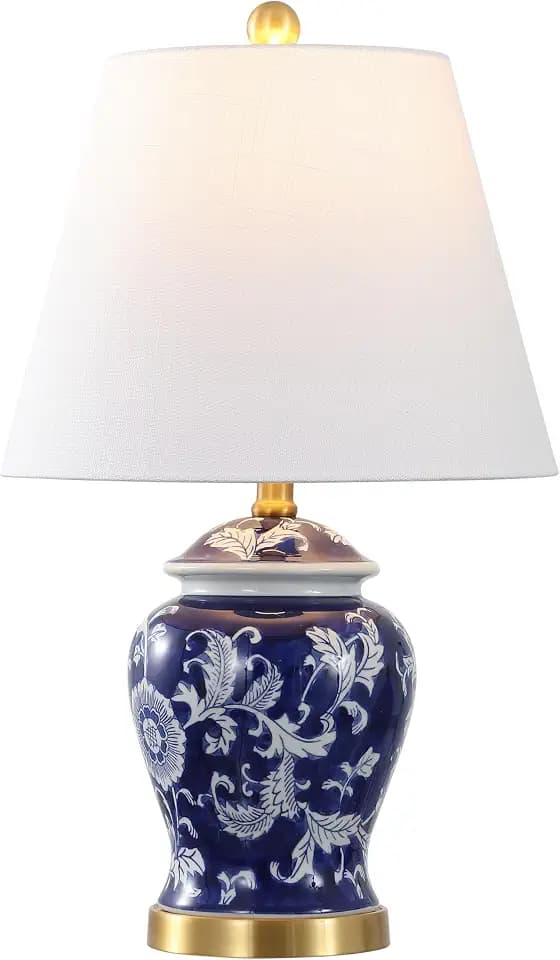 JONATHAN Y Penelope Ginger Jar 22" LED Table Lamp, Navy/White